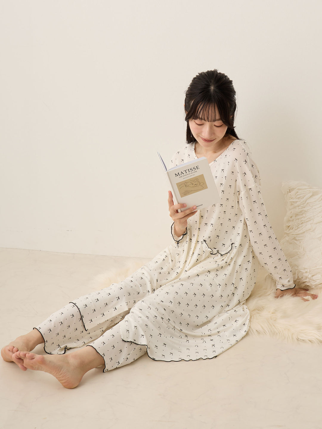 リボンドットルームウェア Ivory