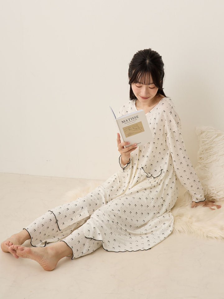 リボンドットルームウェア Ivory