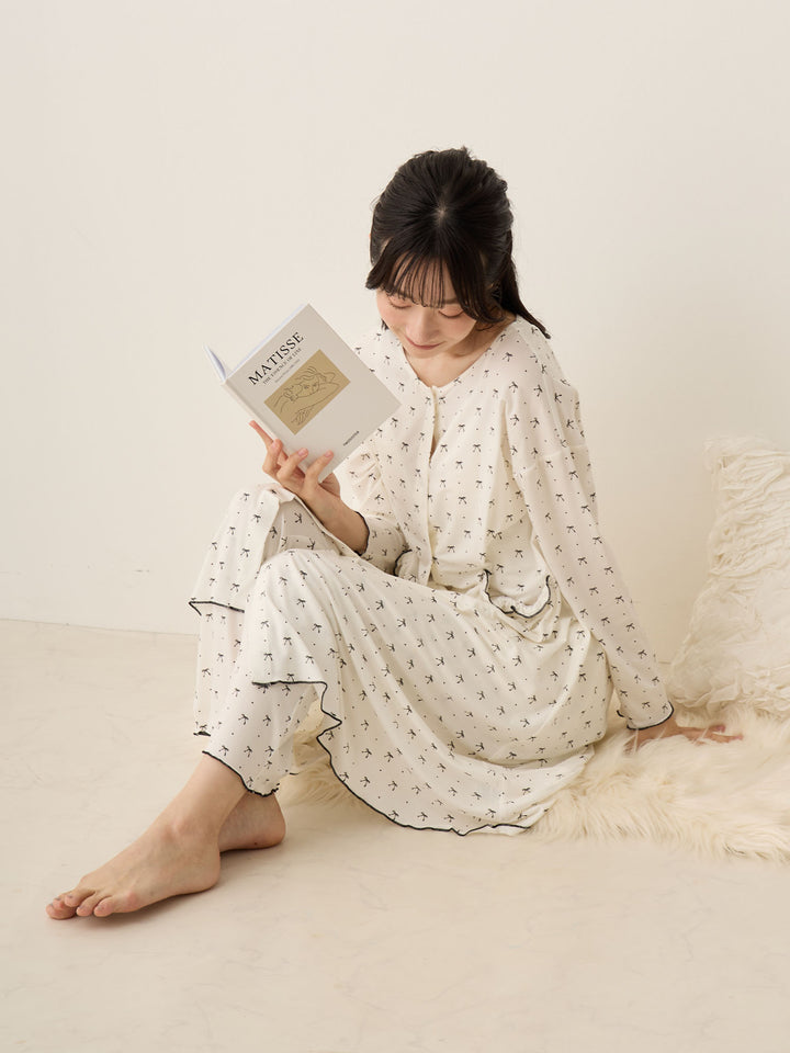 リボンドットルームウェア Ivory