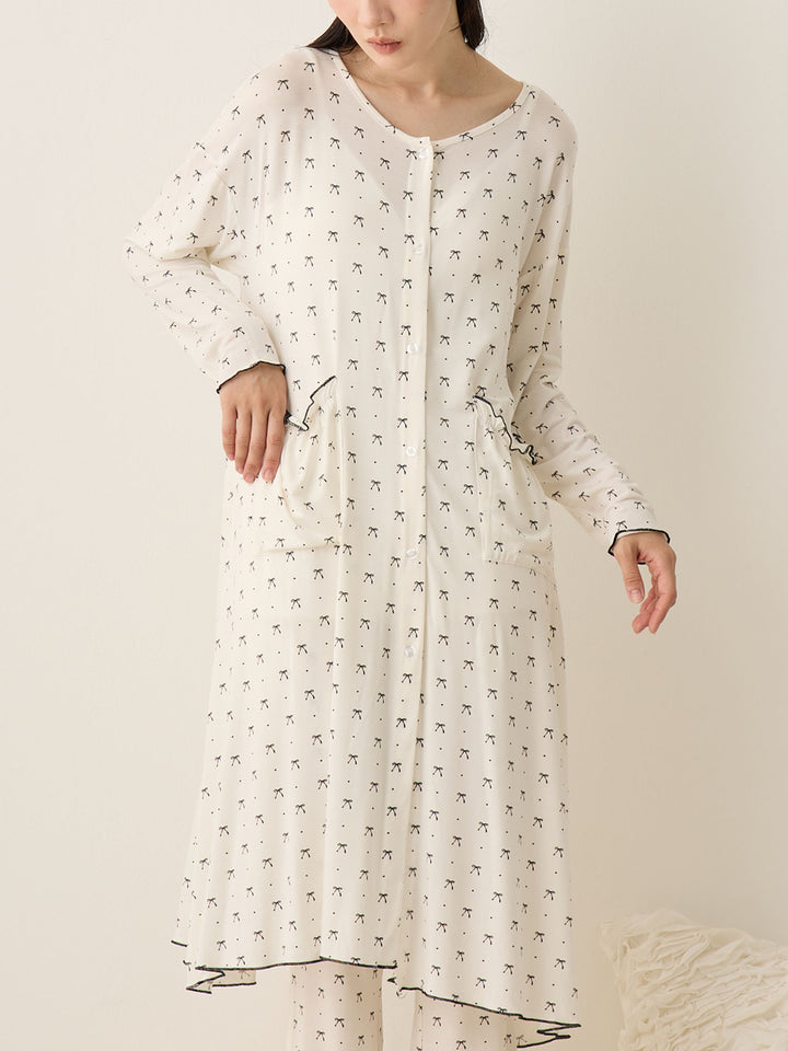 リボンドットルームウェア Ivory