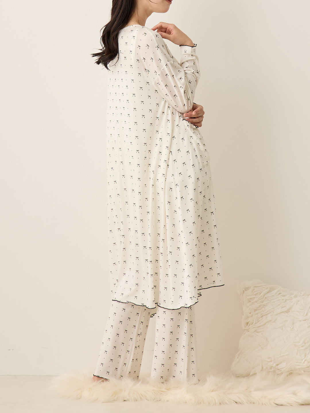 リボンドットルームウェア Ivory