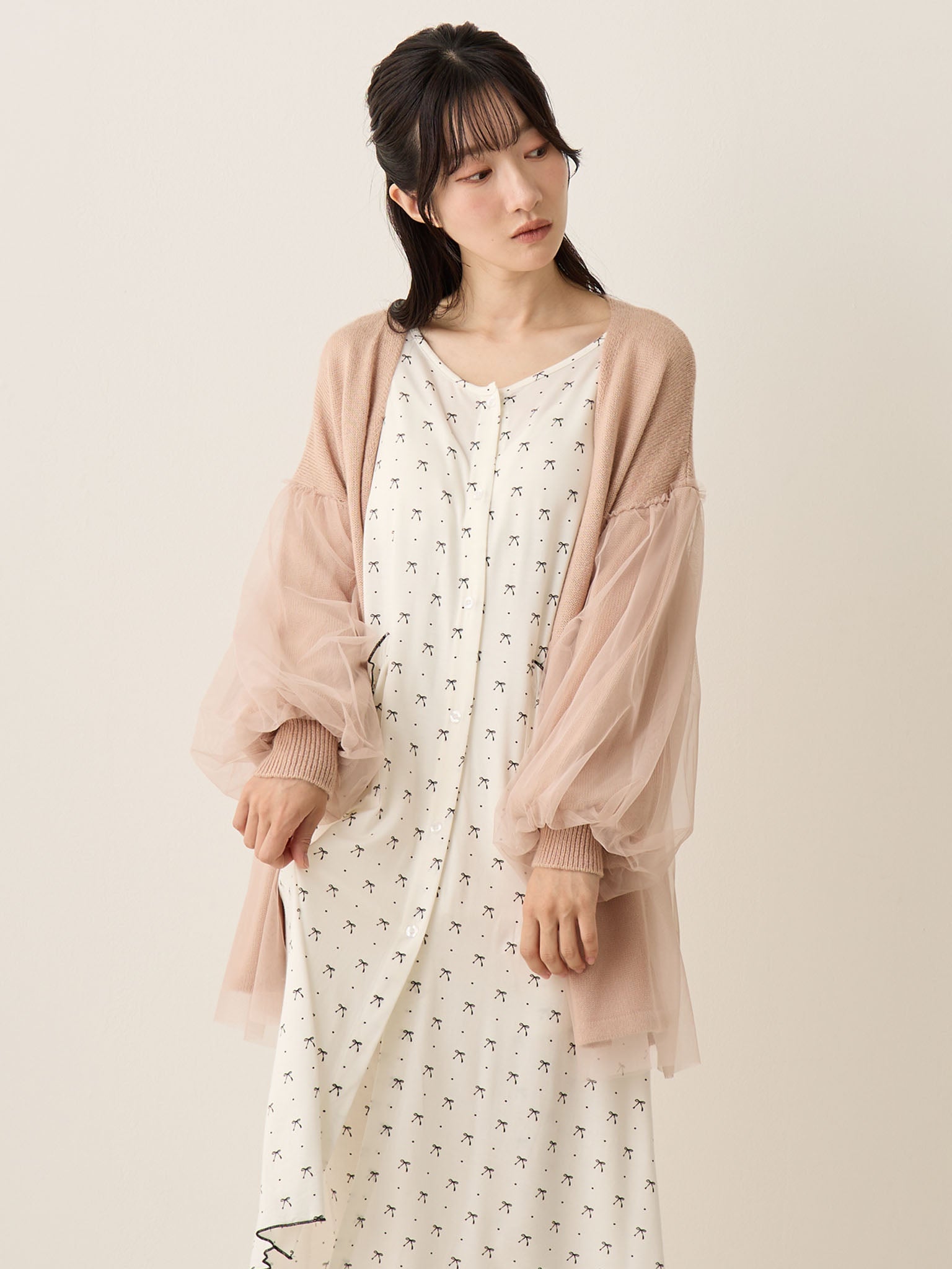 チュールカーディガン Dusty pink