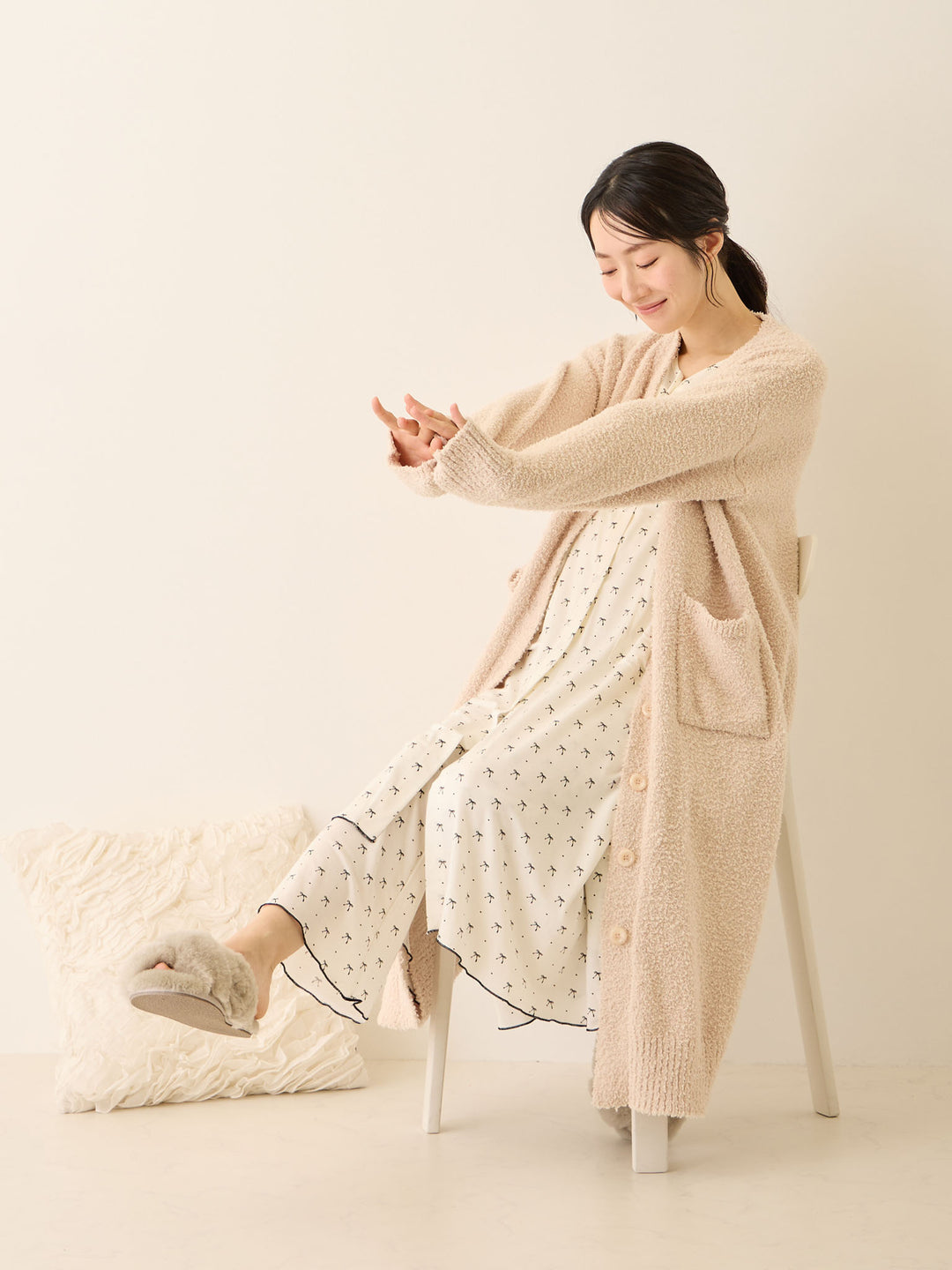 リボンドットルームウェア Ivory