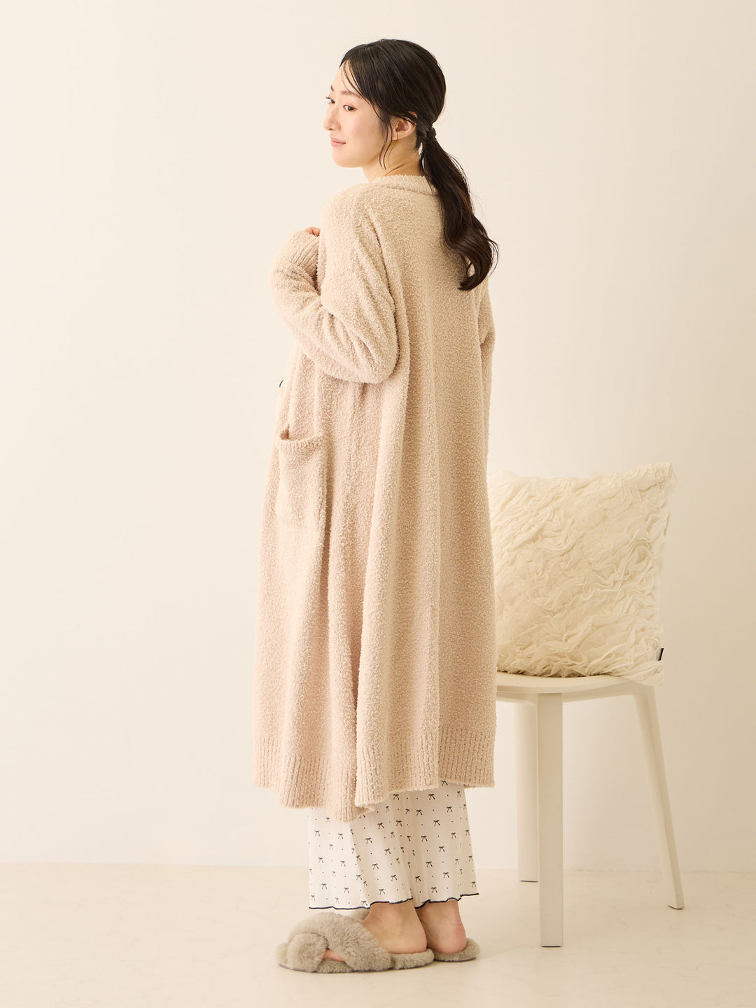 ふわふわカーディガンワンピース Pink beige