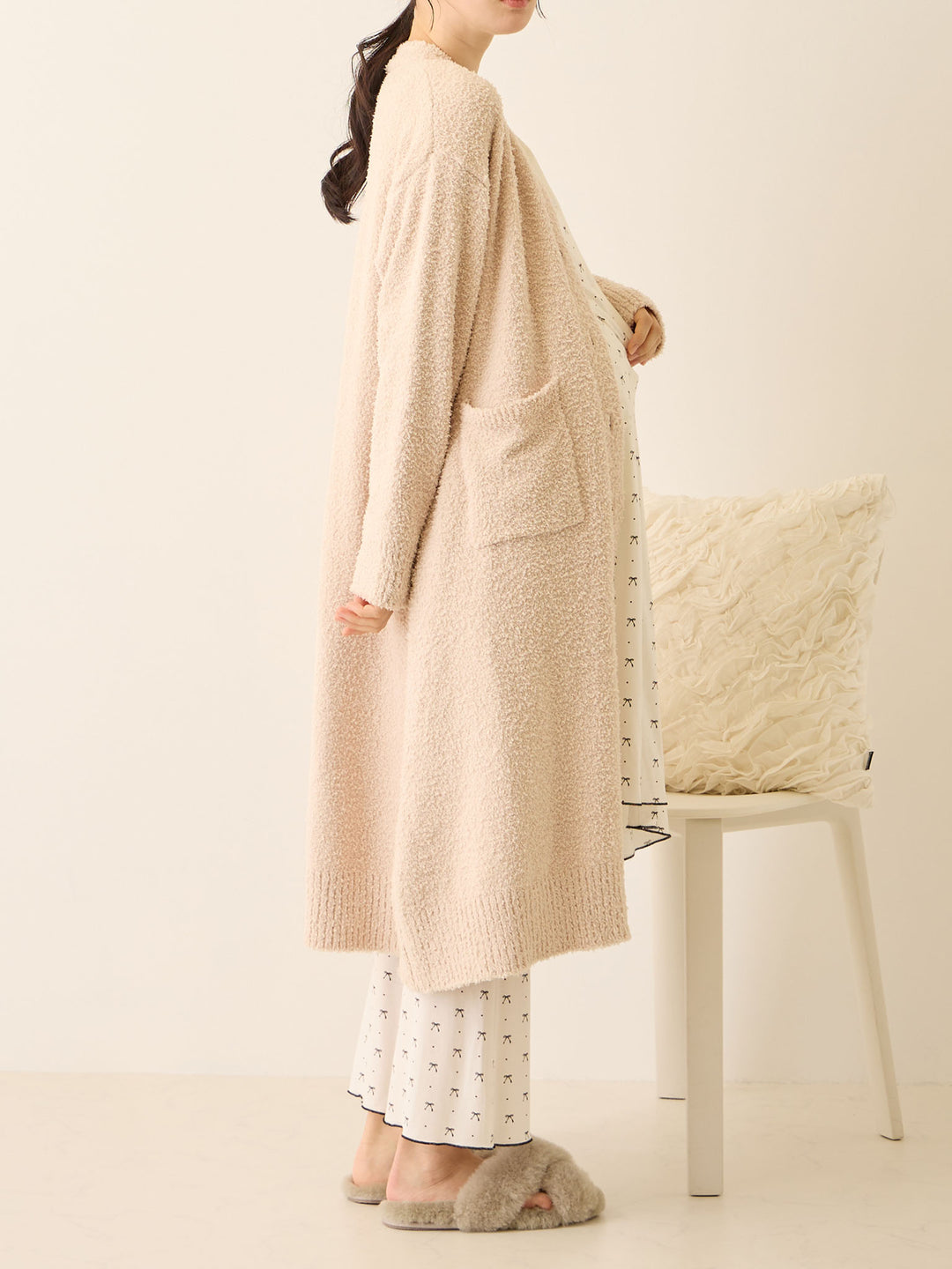 ふわふわカーディガンワンピース Pink beige