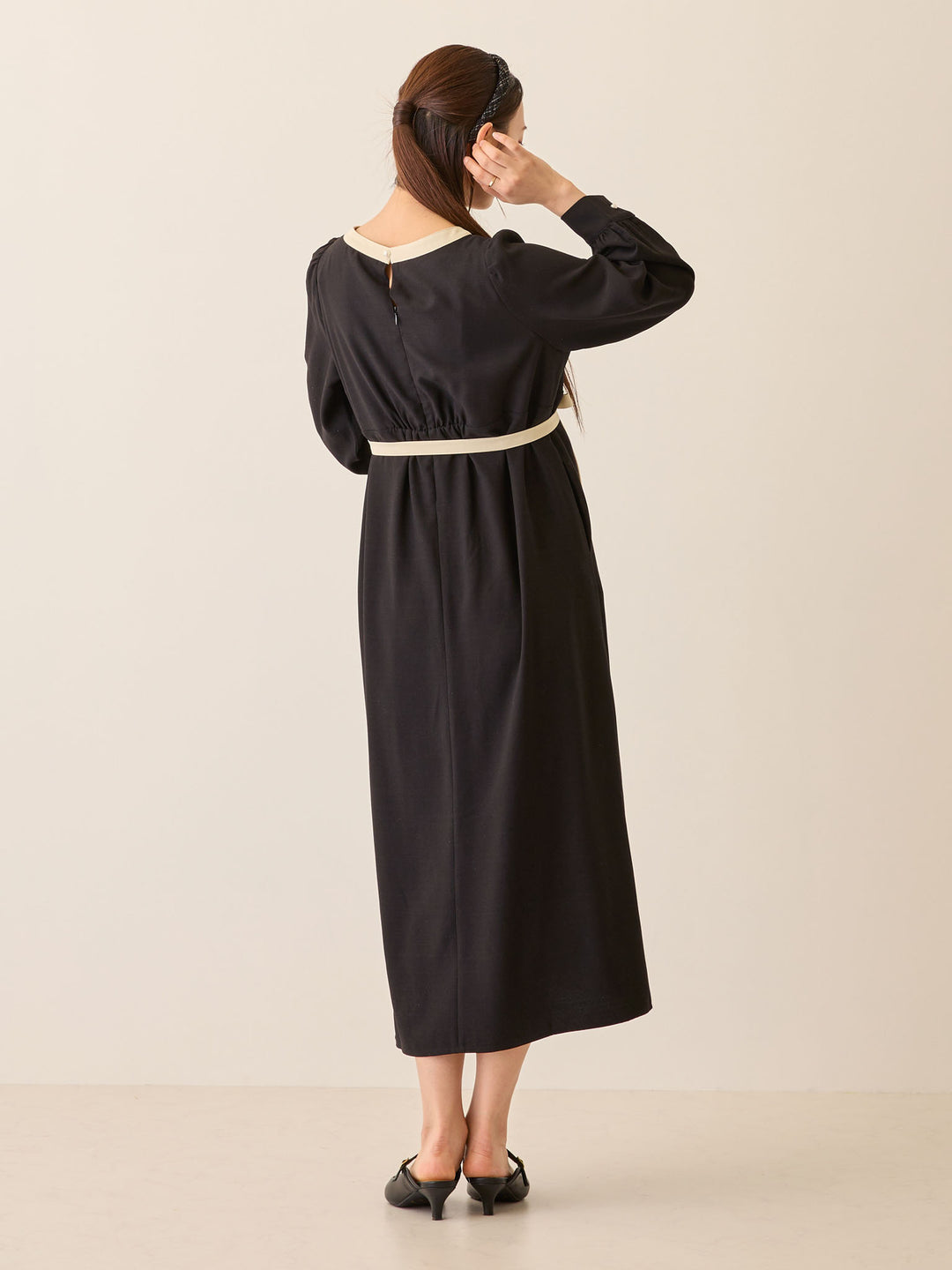 セレモニー対応・配色ワンピース Black