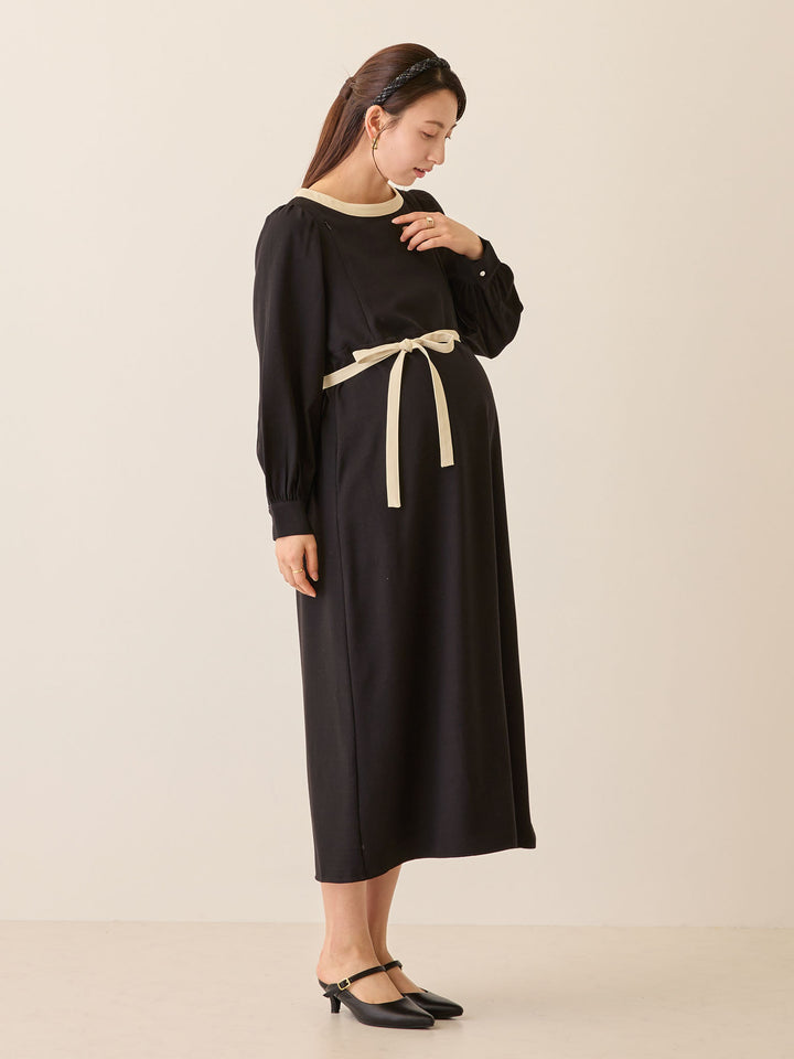 セレモニー対応・配色ワンピース Black
