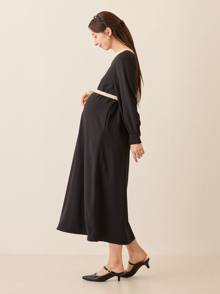 セレモニー対応・配色ワンピース Black