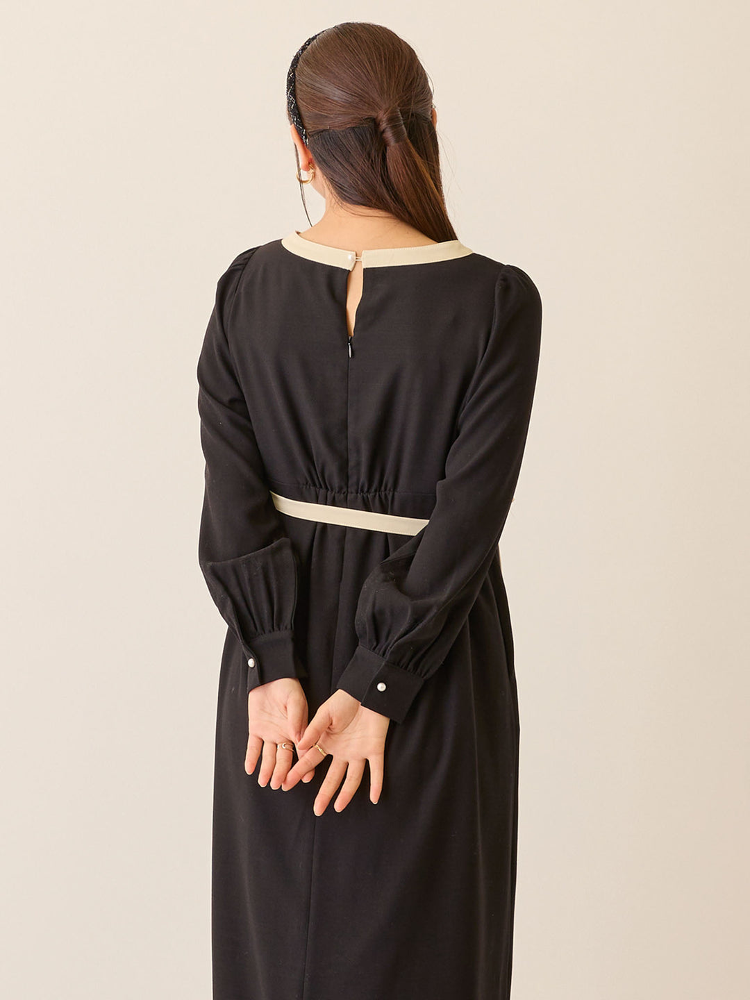 セレモニー対応・配色ワンピース Black