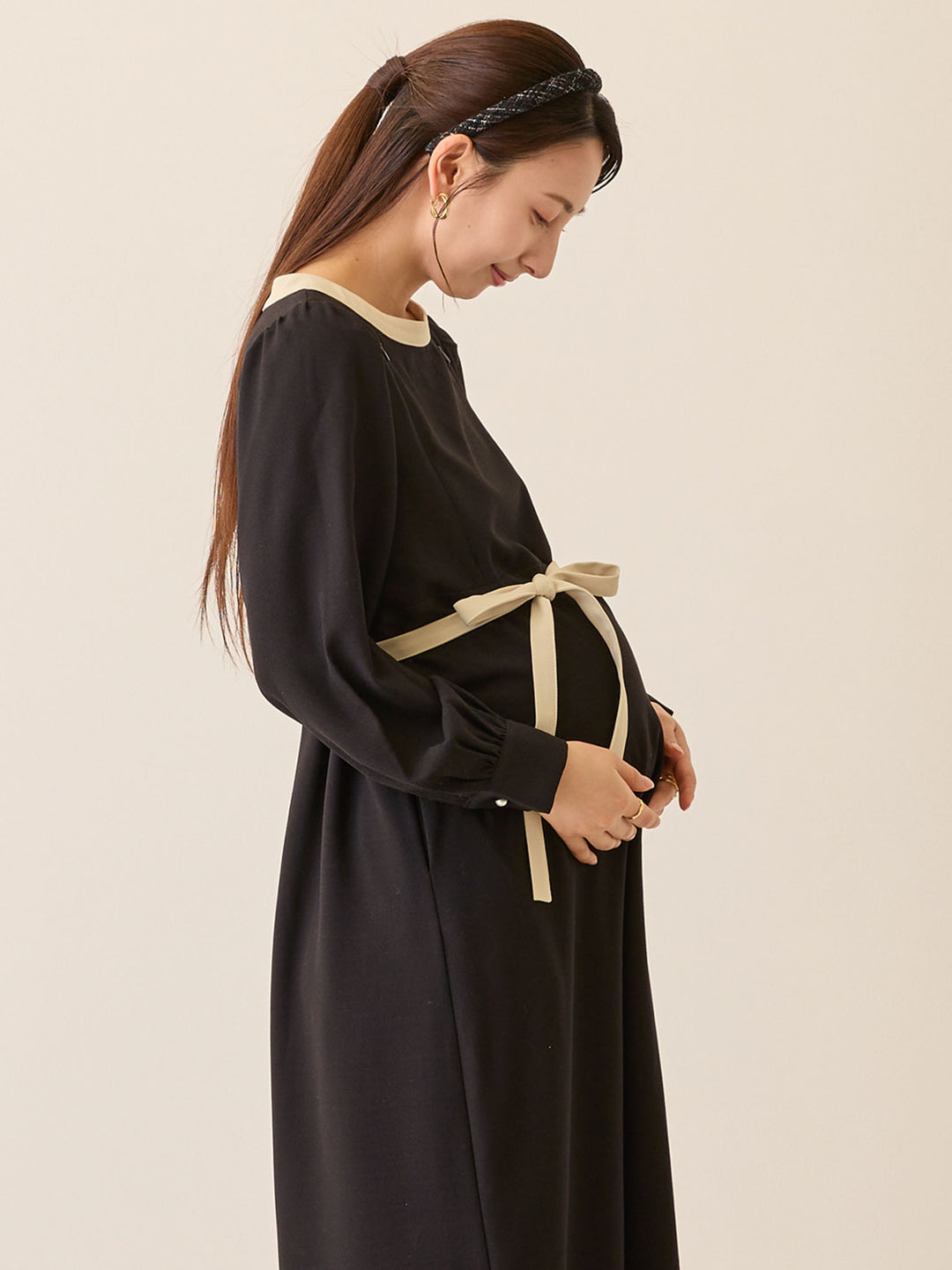 セレモニー対応・配色ワンピース Black