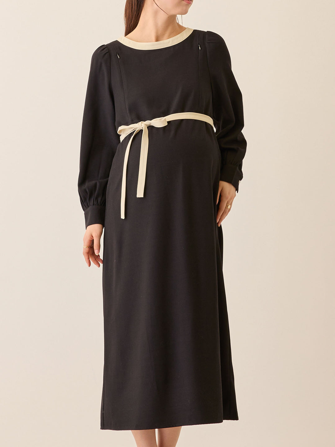 セレモニー対応・配色ワンピース Black