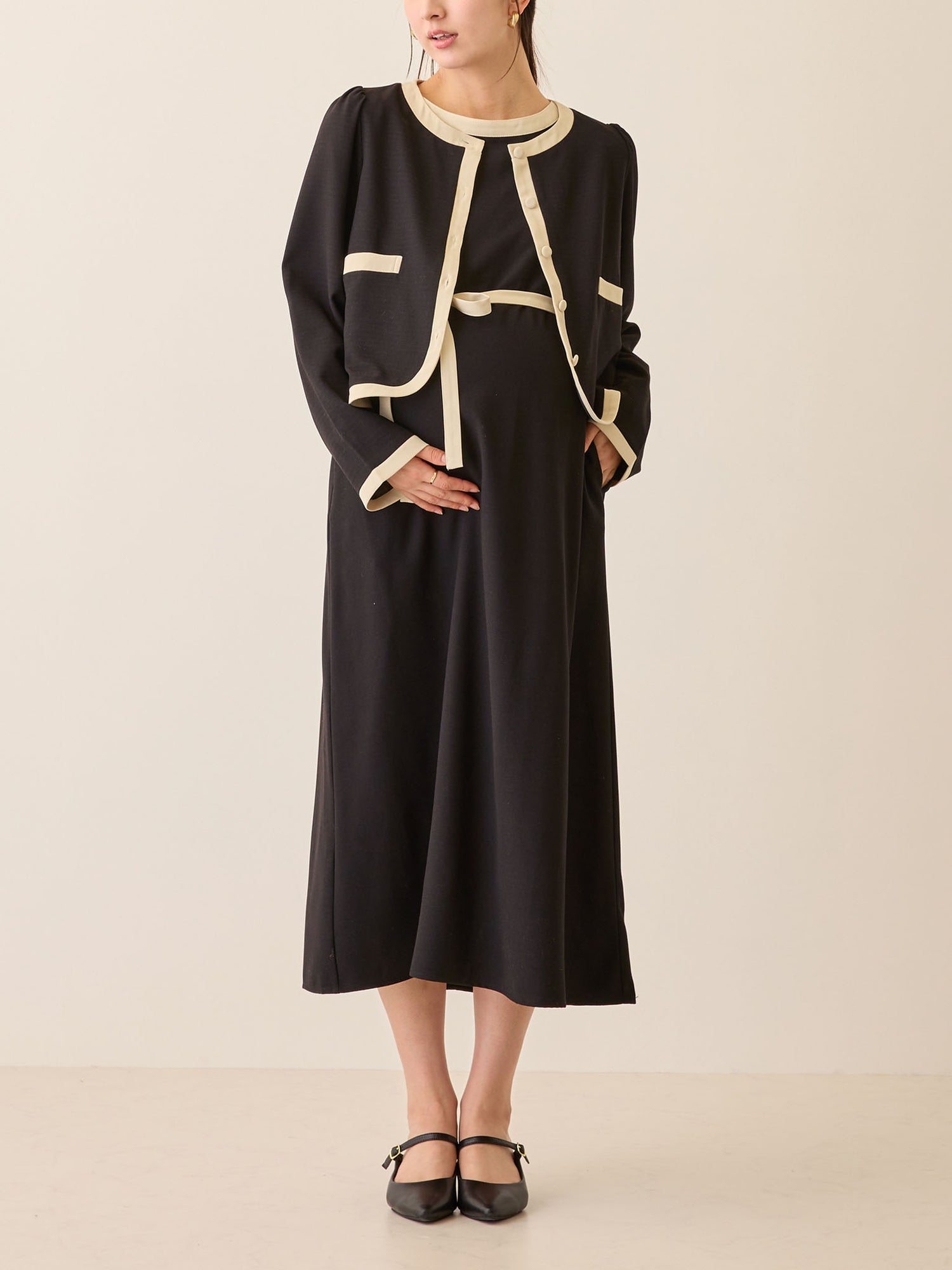 セレモニー対応・配色ジャケット Black