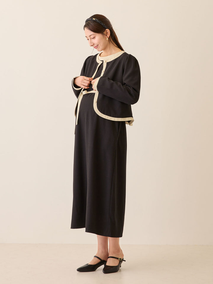 セレモニー対応・配色ワンピース Black