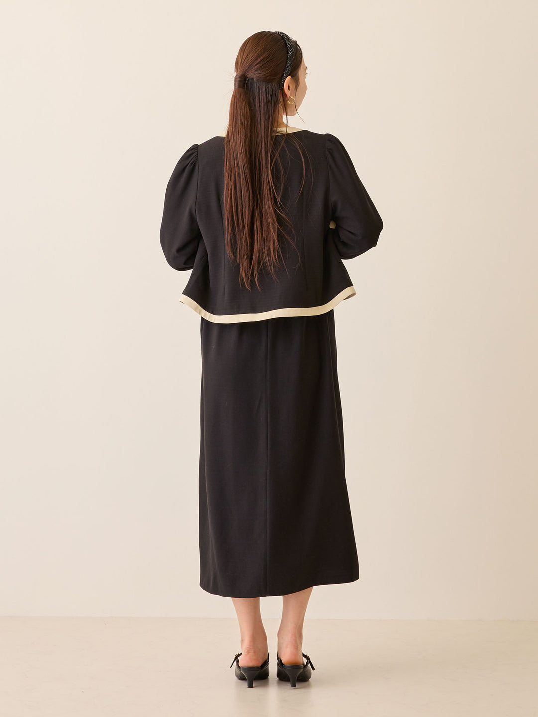 セレモニー対応・配色ジャケット Black