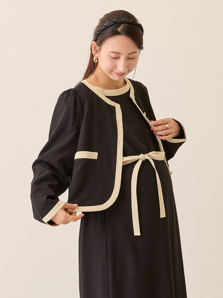 セレモニー対応・配色ジャケット Black