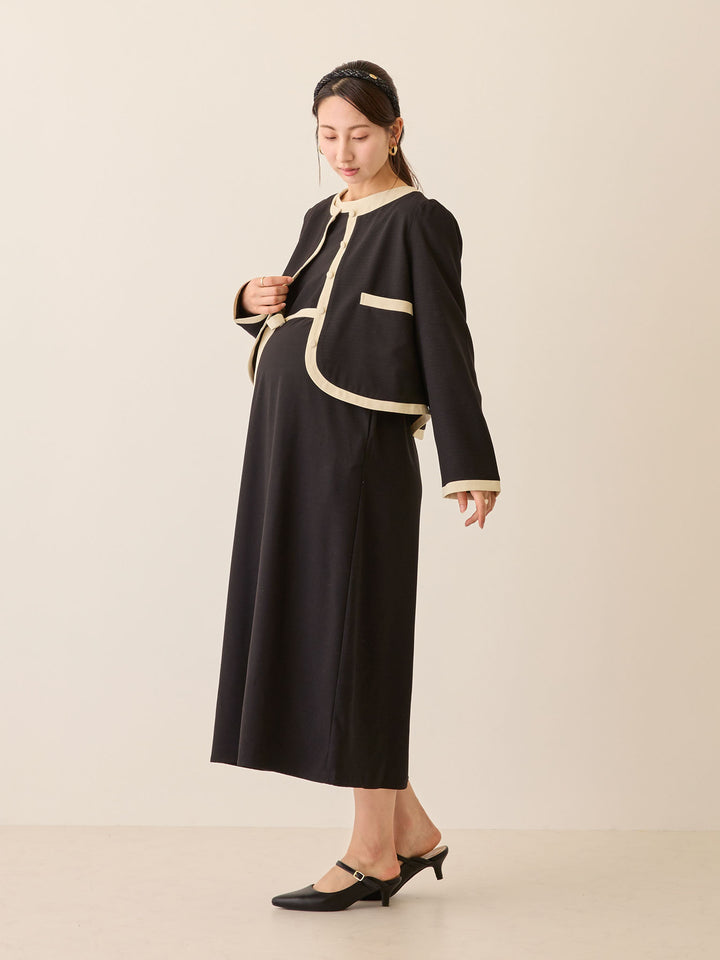 セレモニー対応・配色ワンピース Black