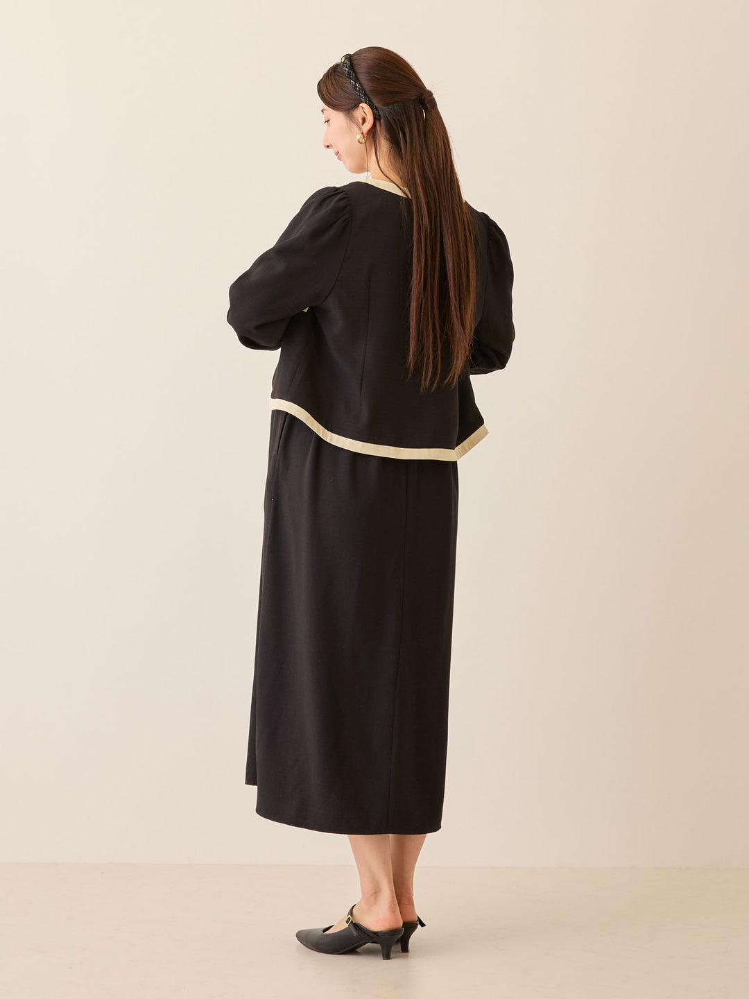 セレモニー対応・配色ジャケット Black
