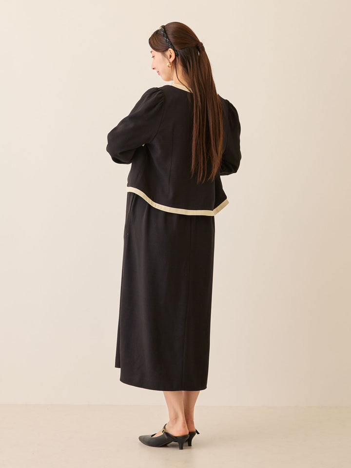 セレモニー対応・配色ジャケット Black