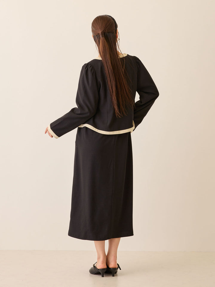 セレモニー対応・配色ジャケット Black