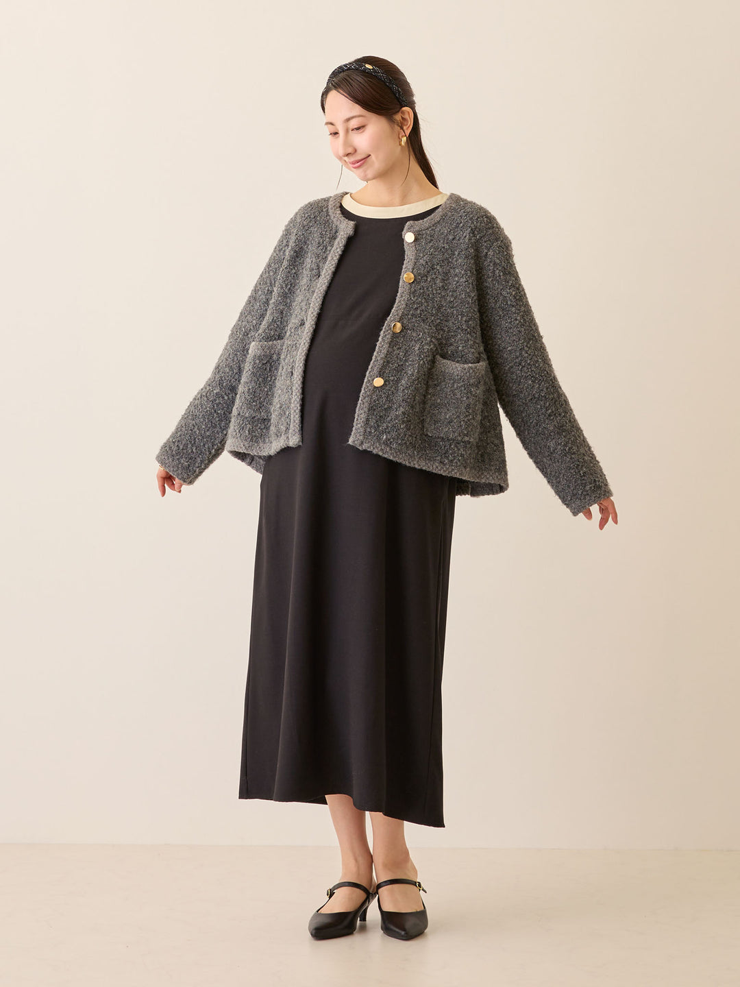 セレモニー対応・配色ワンピース Black