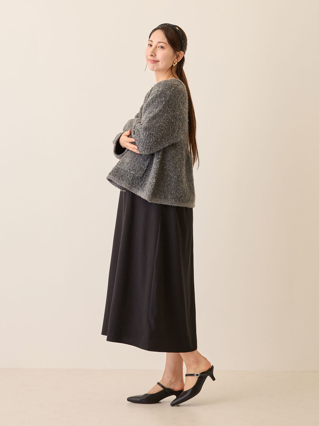 セレモニー対応・配色ワンピース Black