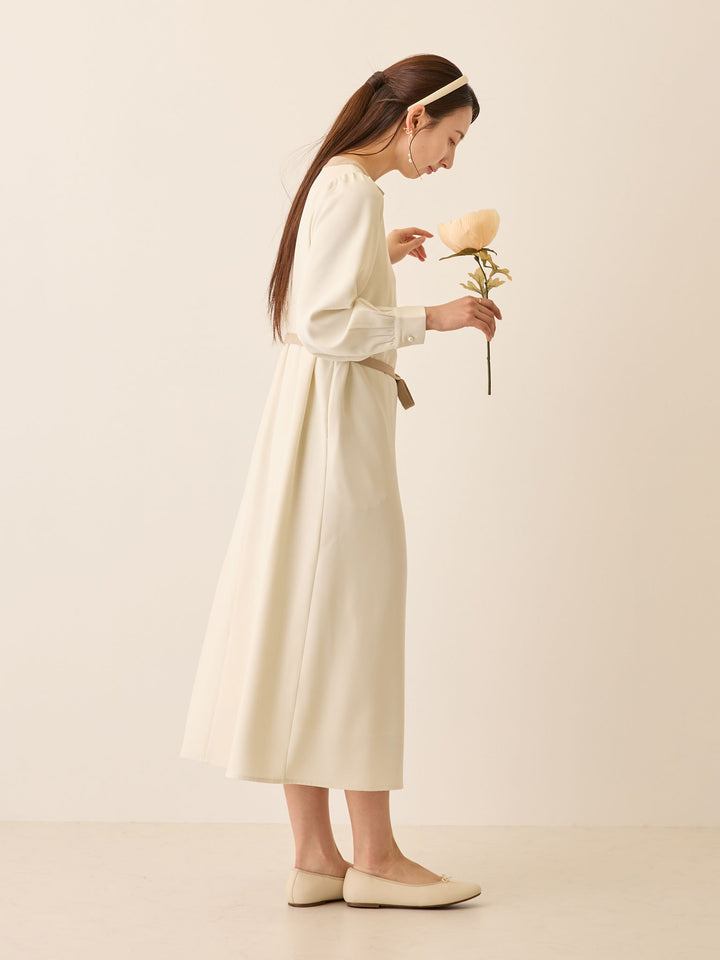 セレモニー対応・配色ワンピース Ivory