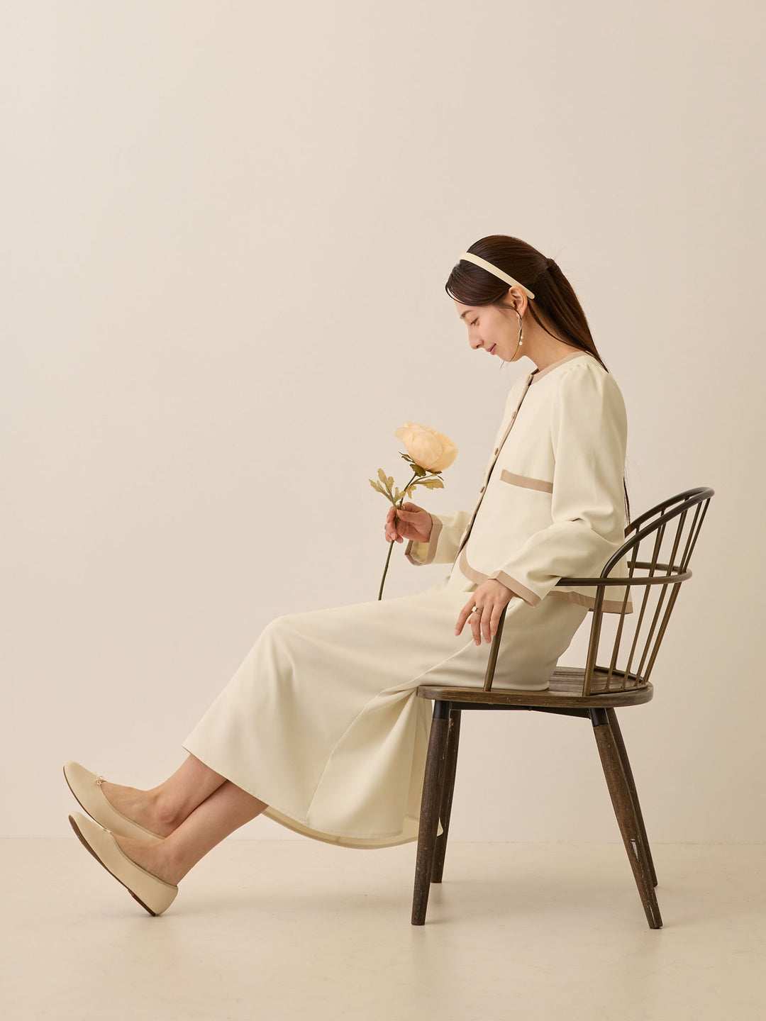 セレモニー対応・配色ジャケット Ivory