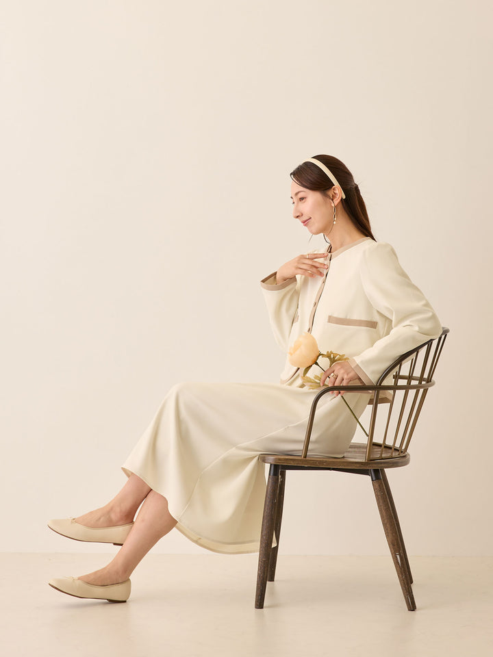 セレモニー対応・配色ジャケット Ivory