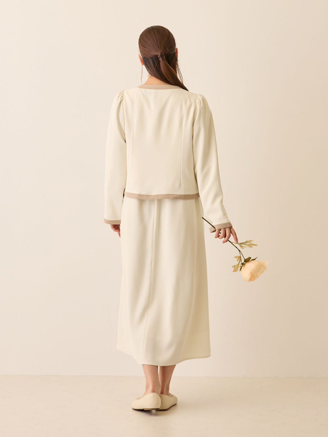 セレモニー対応・配色ジャケット Ivory