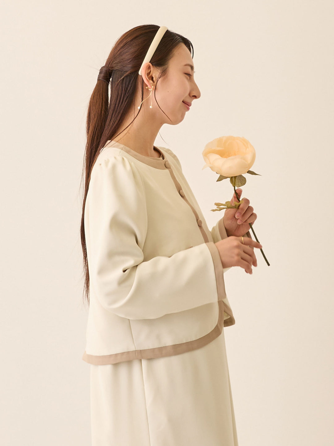 セレモニー対応・配色ジャケット Ivory