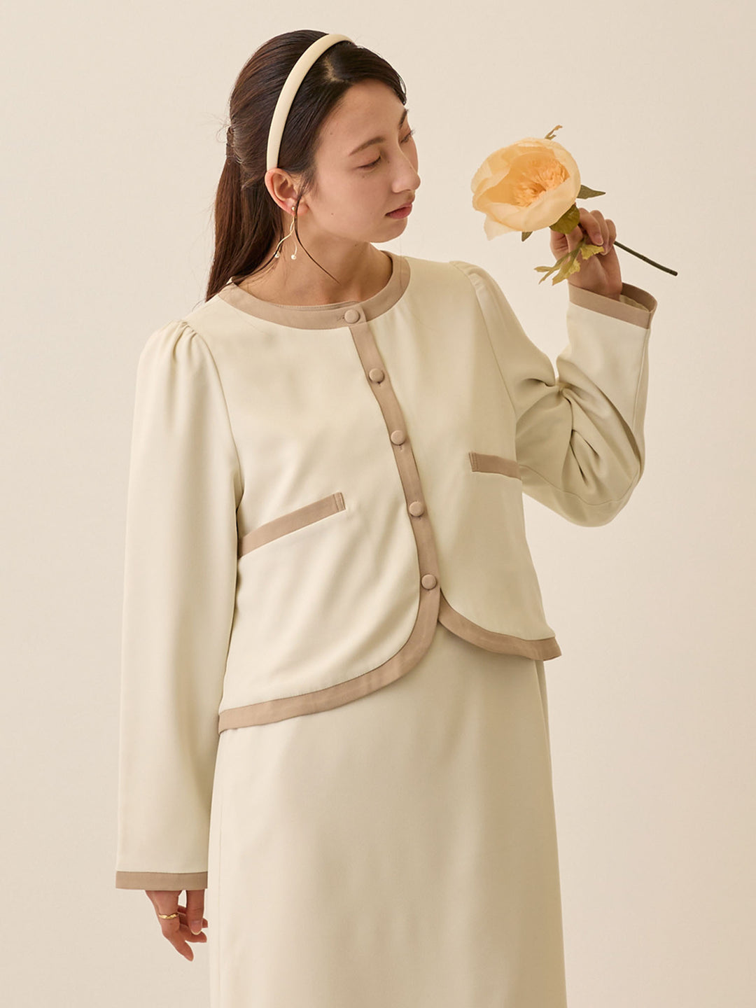 セレモニー対応・配色ジャケット Ivory