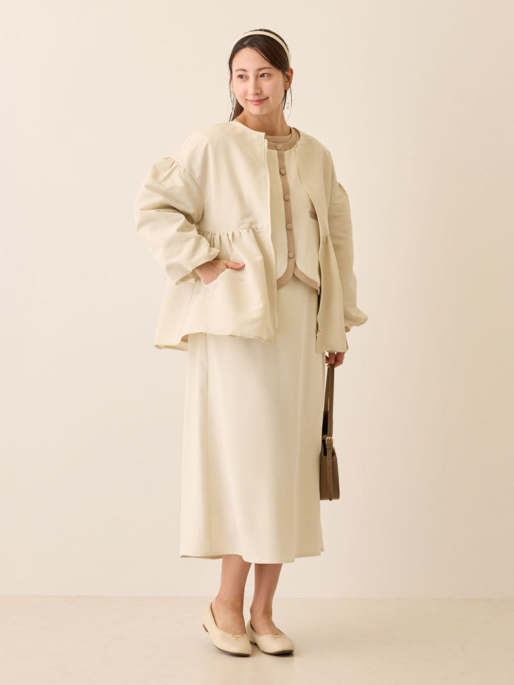 セレモニー対応・配色ワンピース Ivory