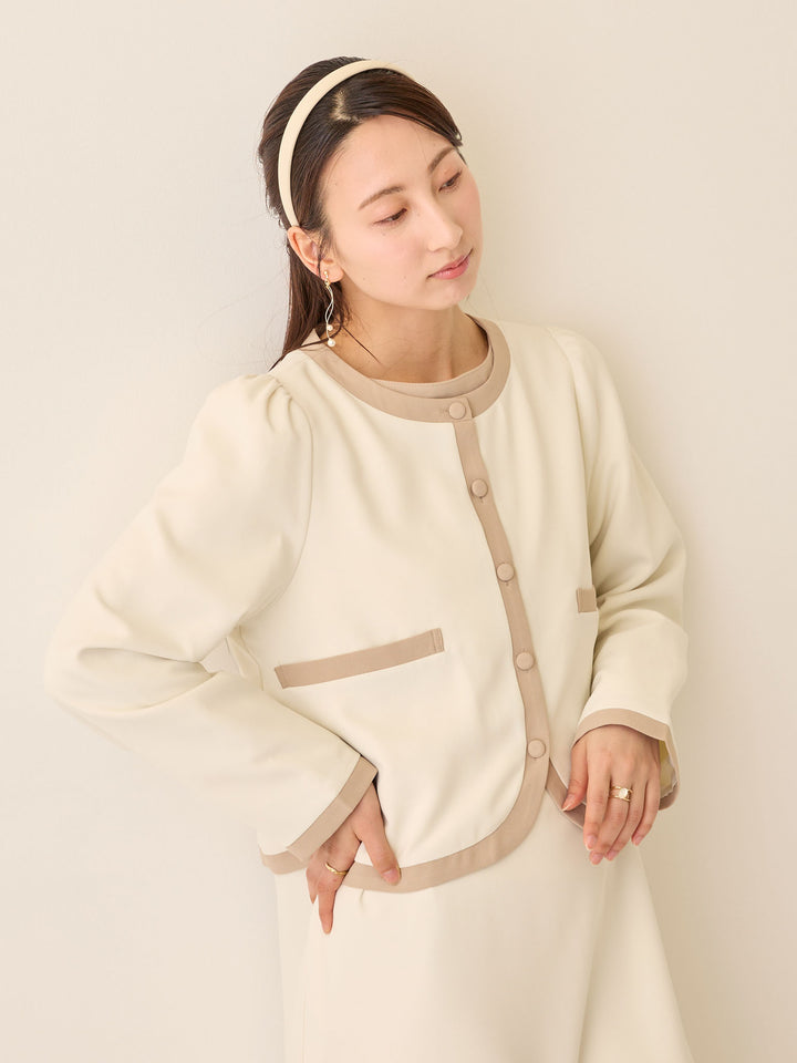 セレモニー対応・配色ジャケット Ivory