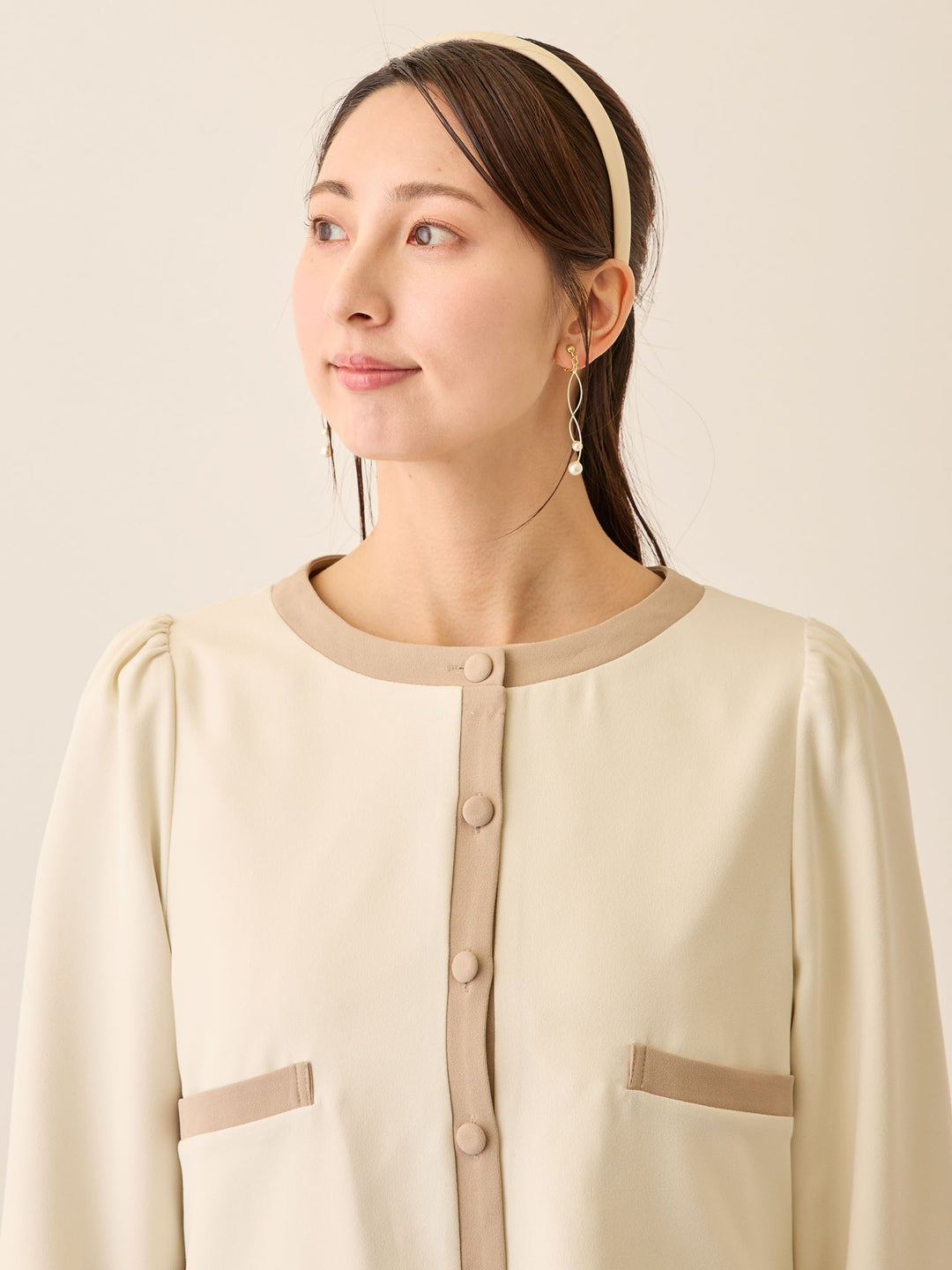 セレモニー対応・配色ジャケット Ivory