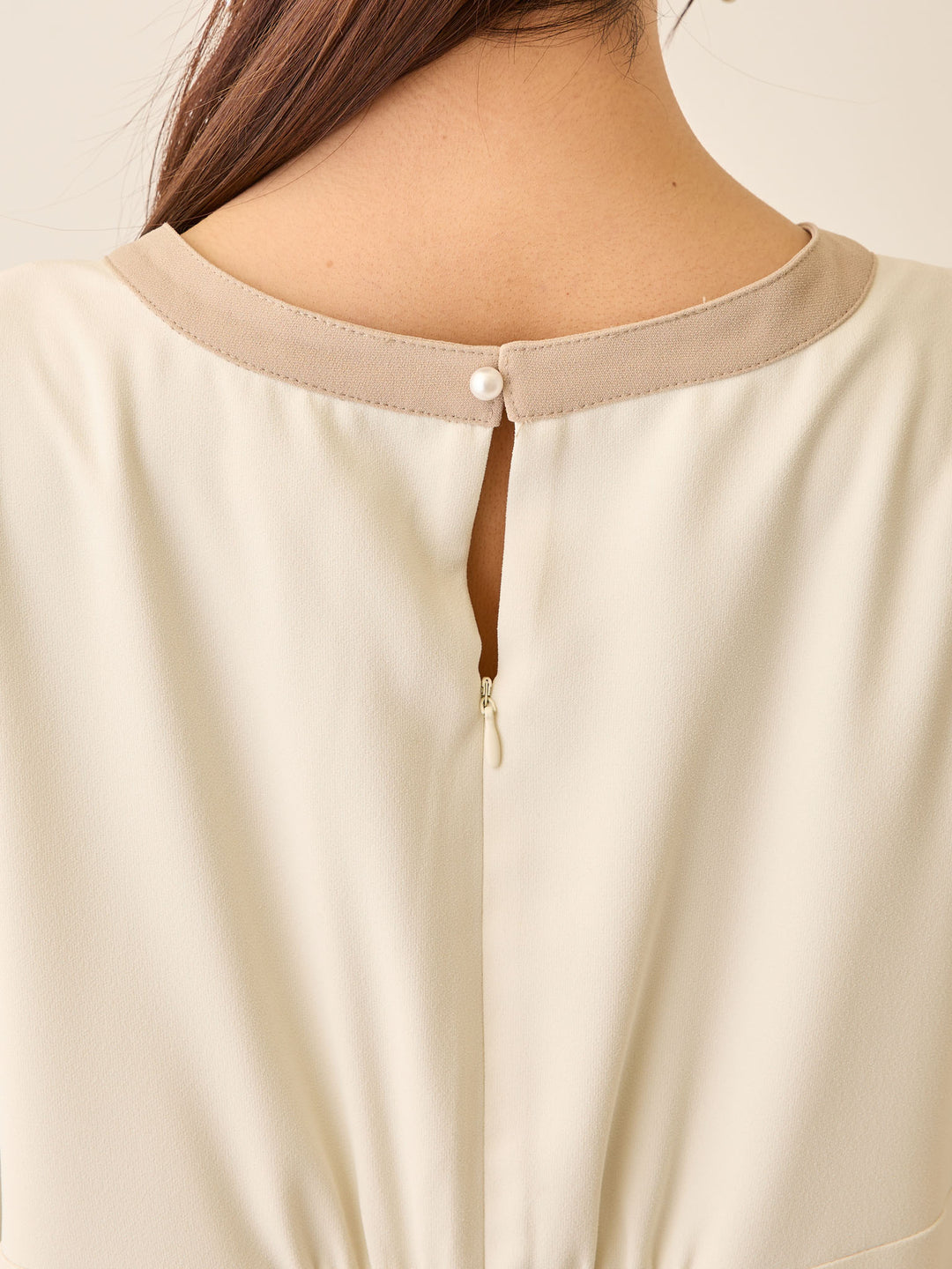 セレモニー対応・配色ワンピース Ivory