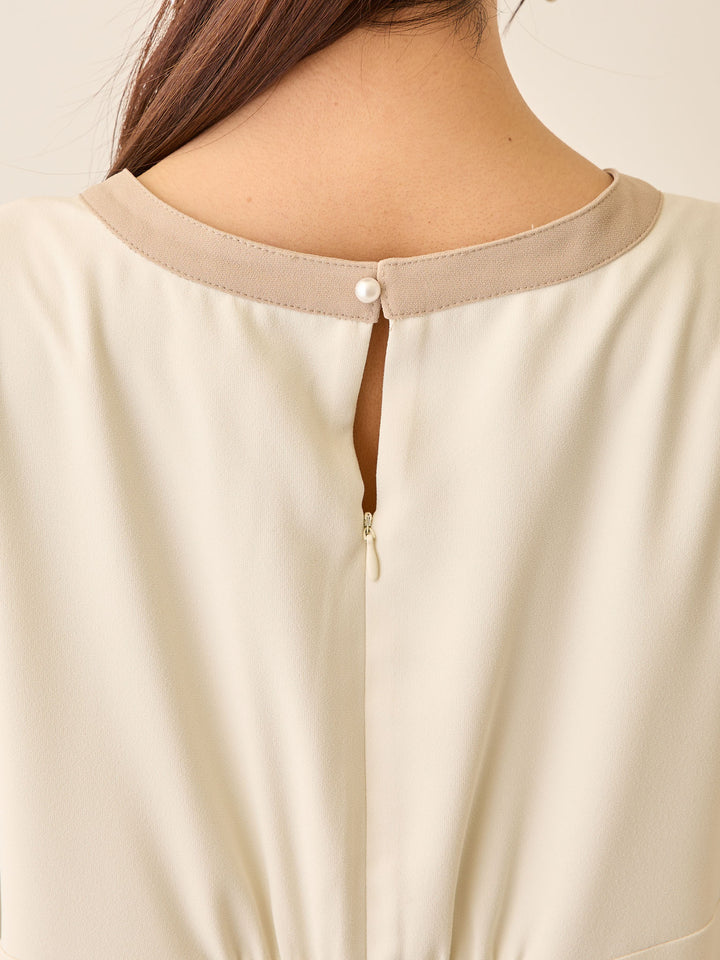 セレモニー対応・配色ワンピース Ivory