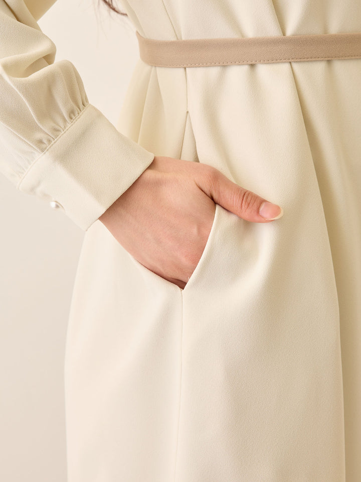 セレモニー対応・配色ワンピース Ivory