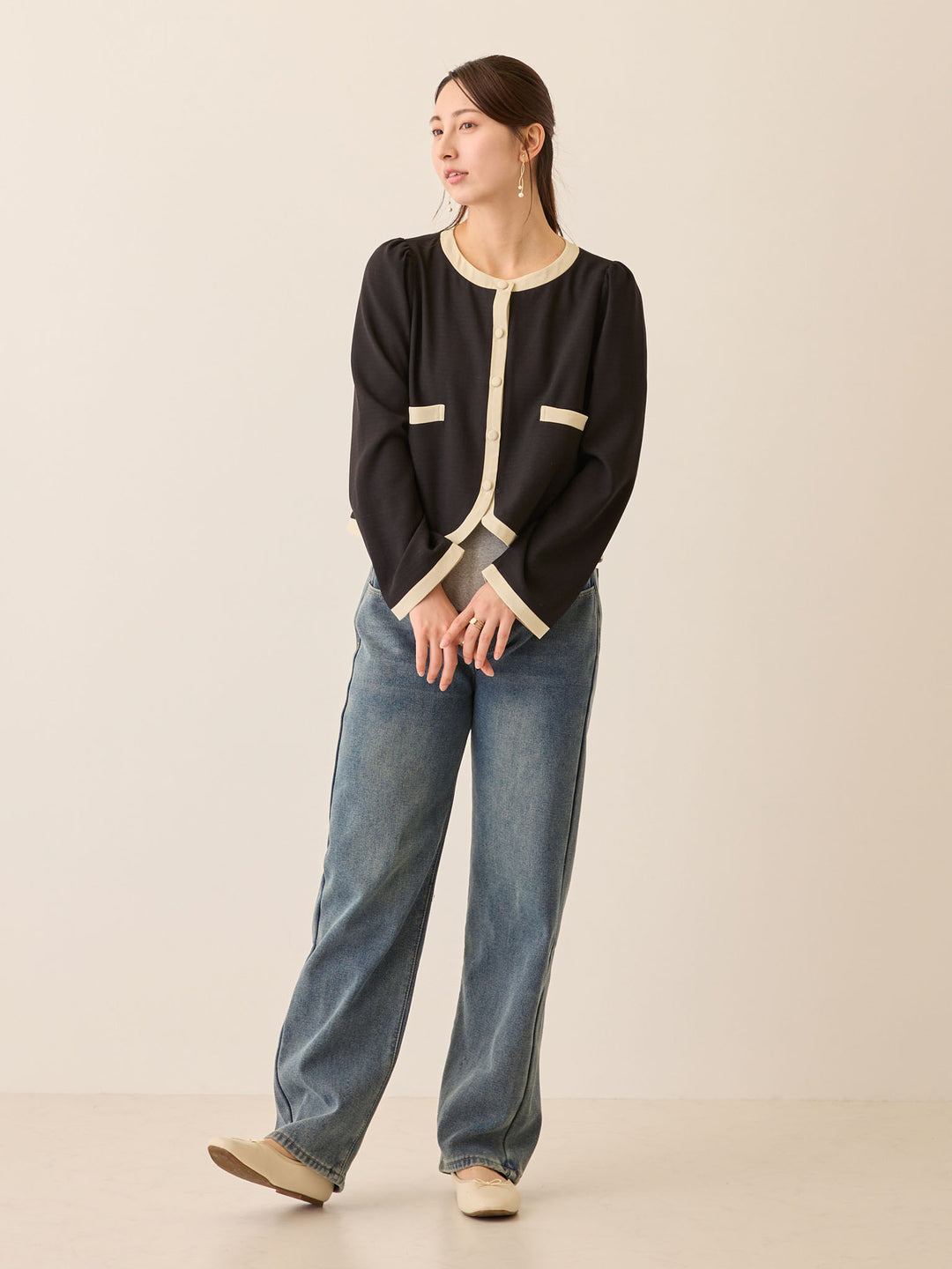 セレモニー対応・配色ジャケット Black