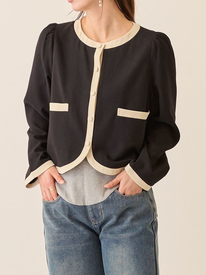 セレモニー対応・配色ジャケット Black