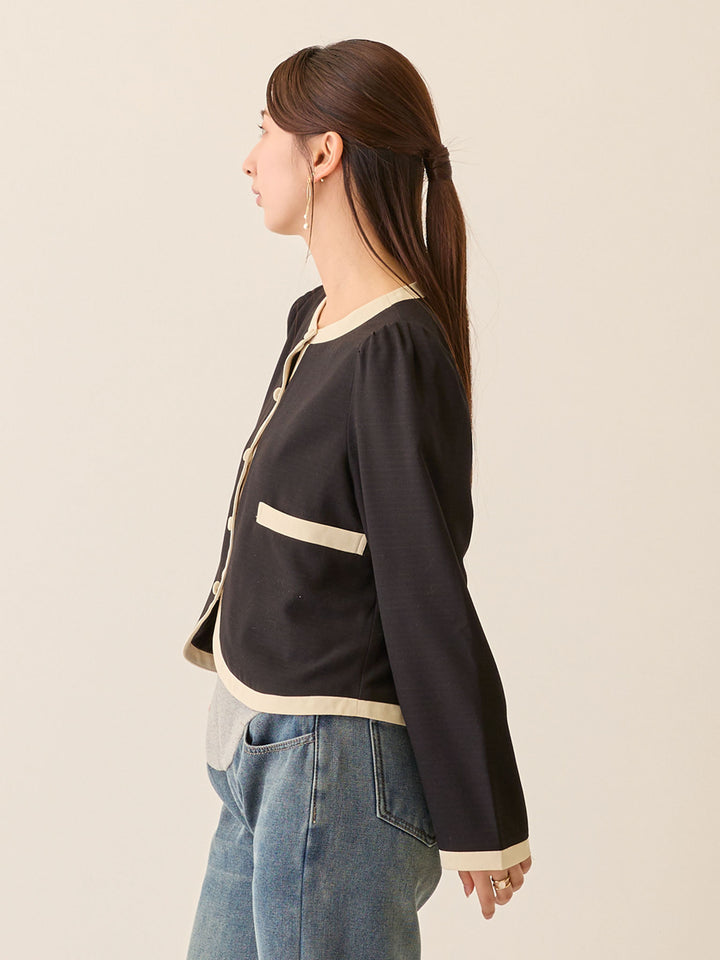 セレモニー対応・配色ジャケット Black