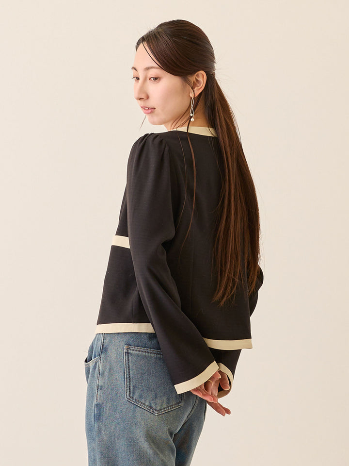 セレモニー対応・配色ジャケット Black