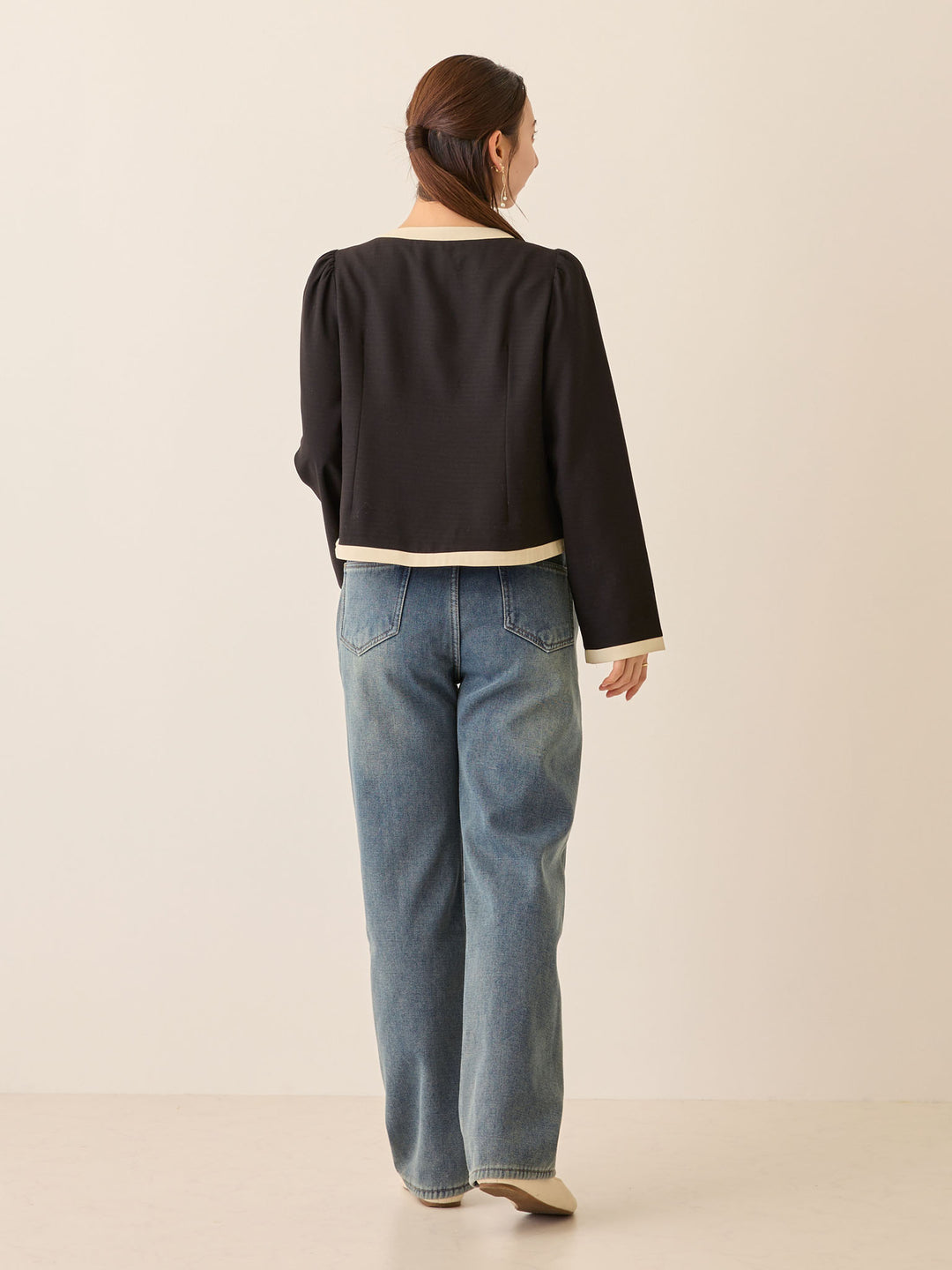 セレモニー対応・配色ジャケット Black