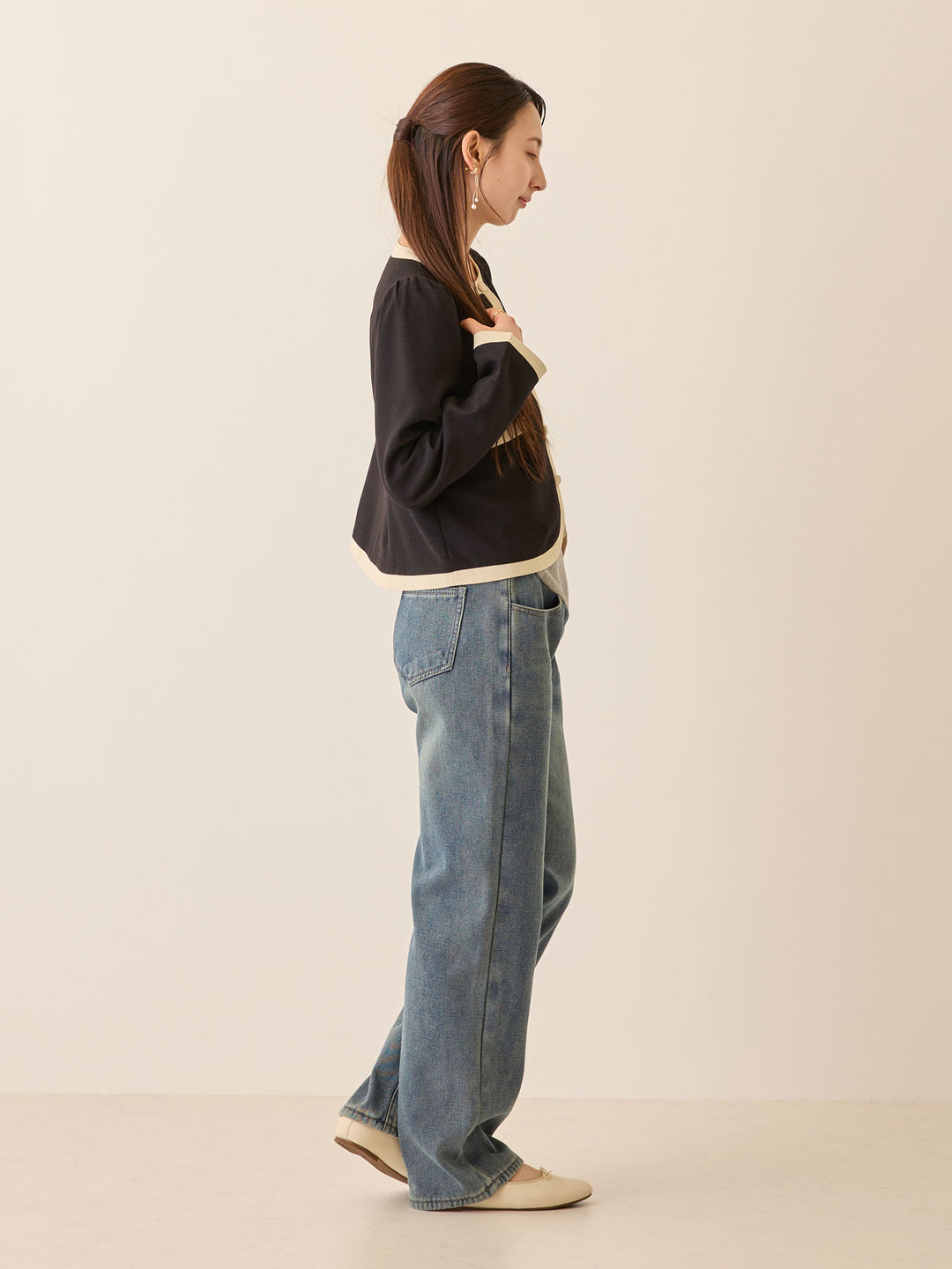 セレモニー対応・配色ジャケット Black