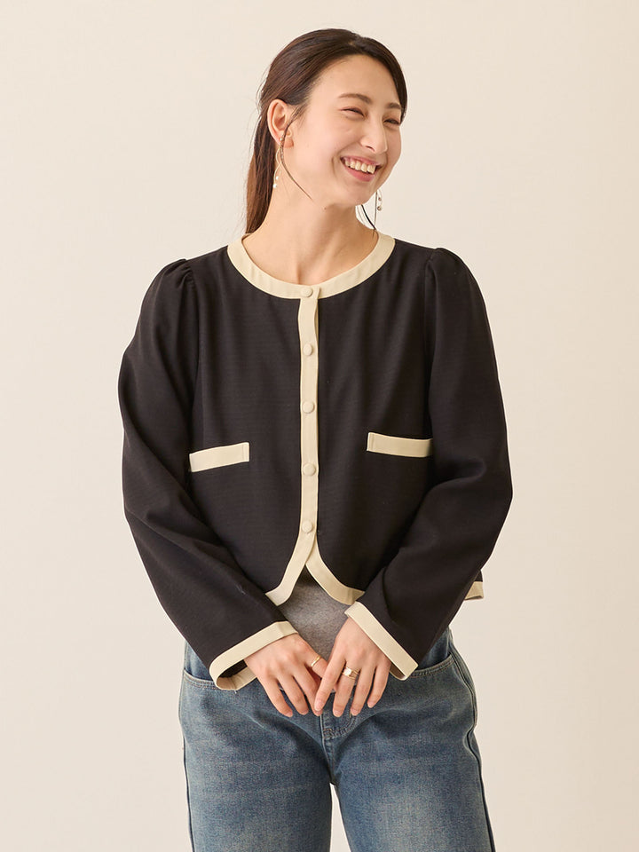 セレモニー対応・配色ジャケット Black