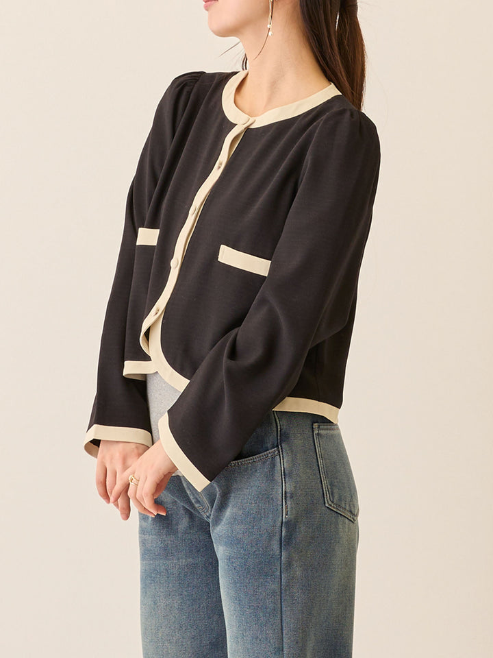 セレモニー対応・配色ジャケット Black