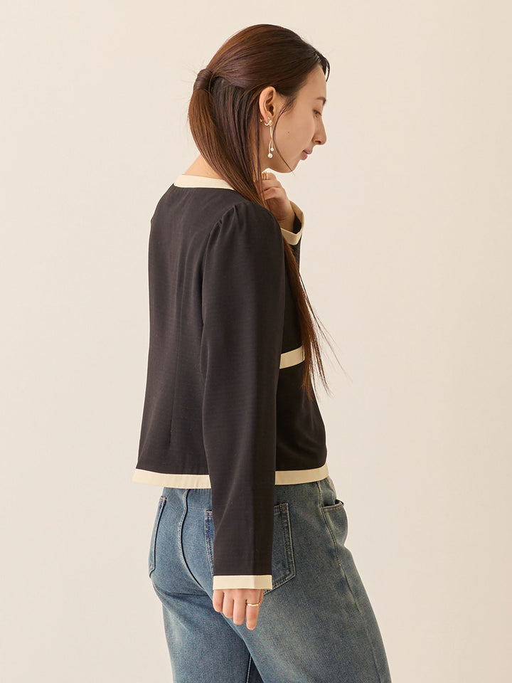 セレモニー対応・配色ジャケット Black