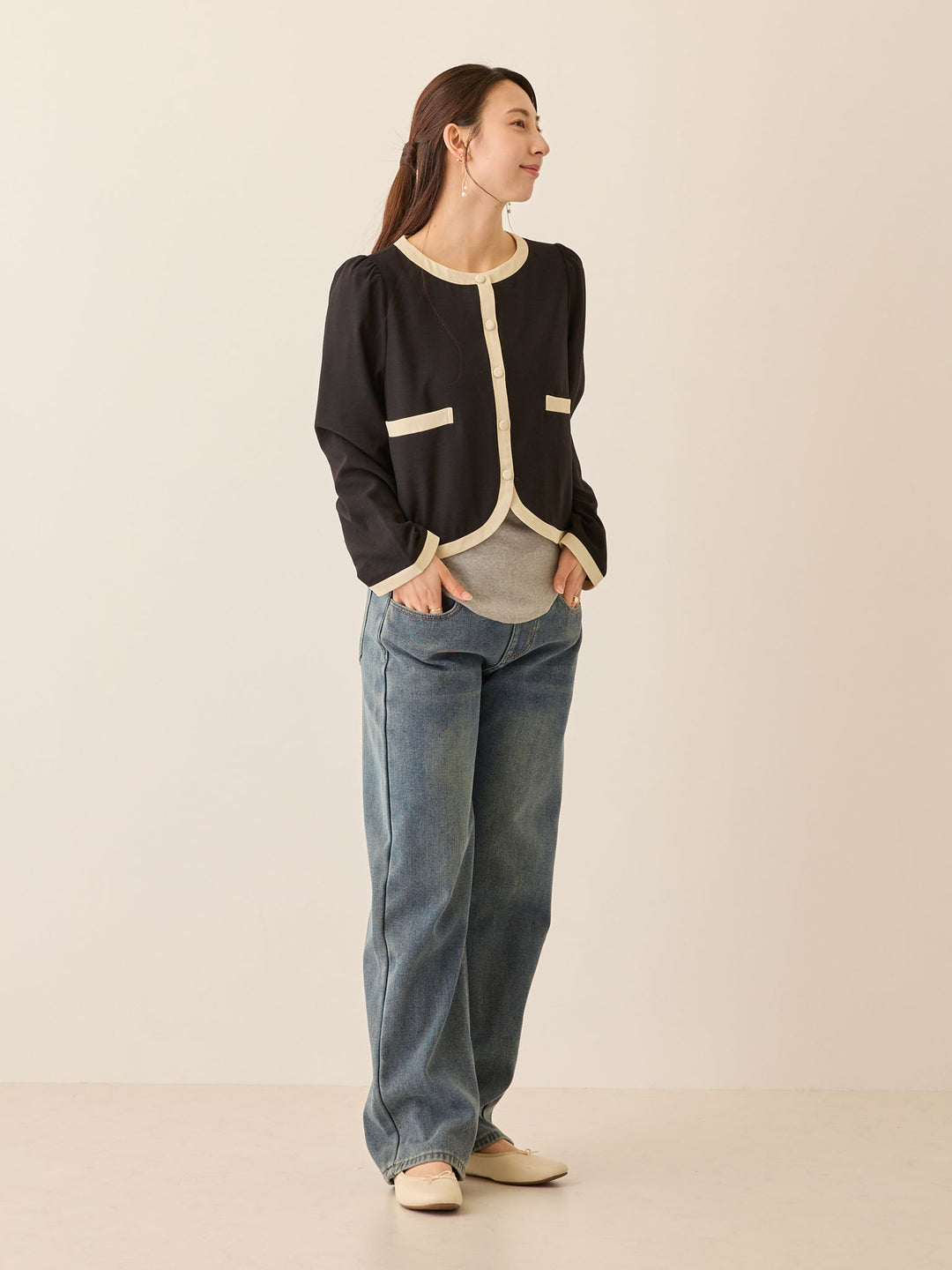 セレモニー対応・配色ジャケット Black