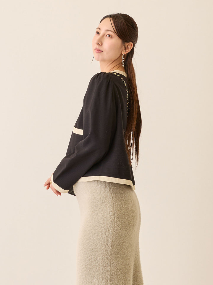 セレモニー対応・配色ジャケット Black