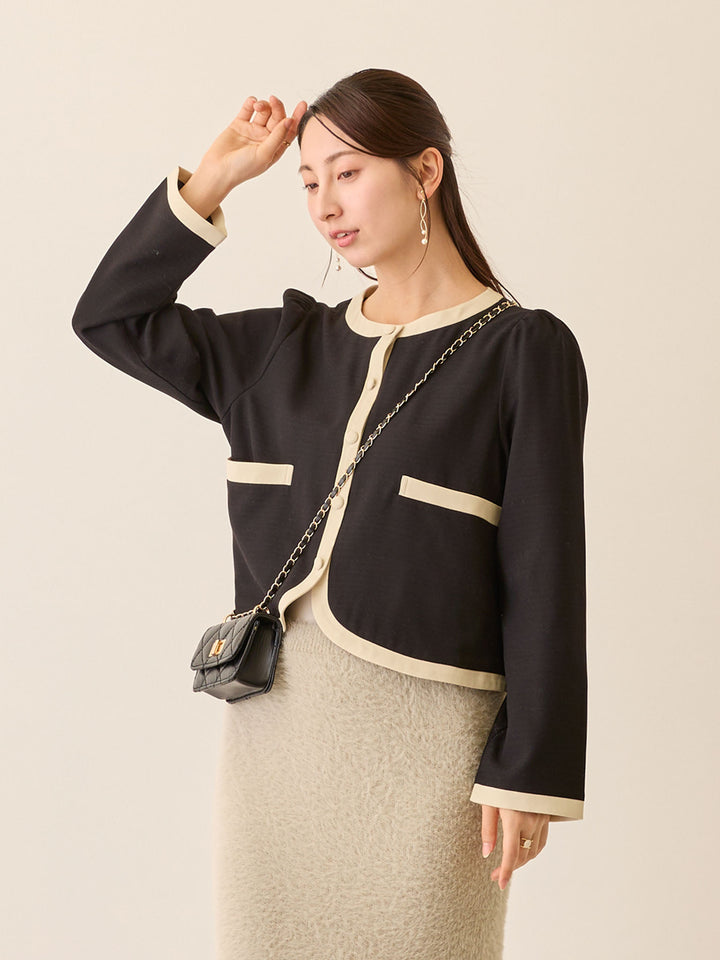 セレモニー対応・配色ジャケット Black