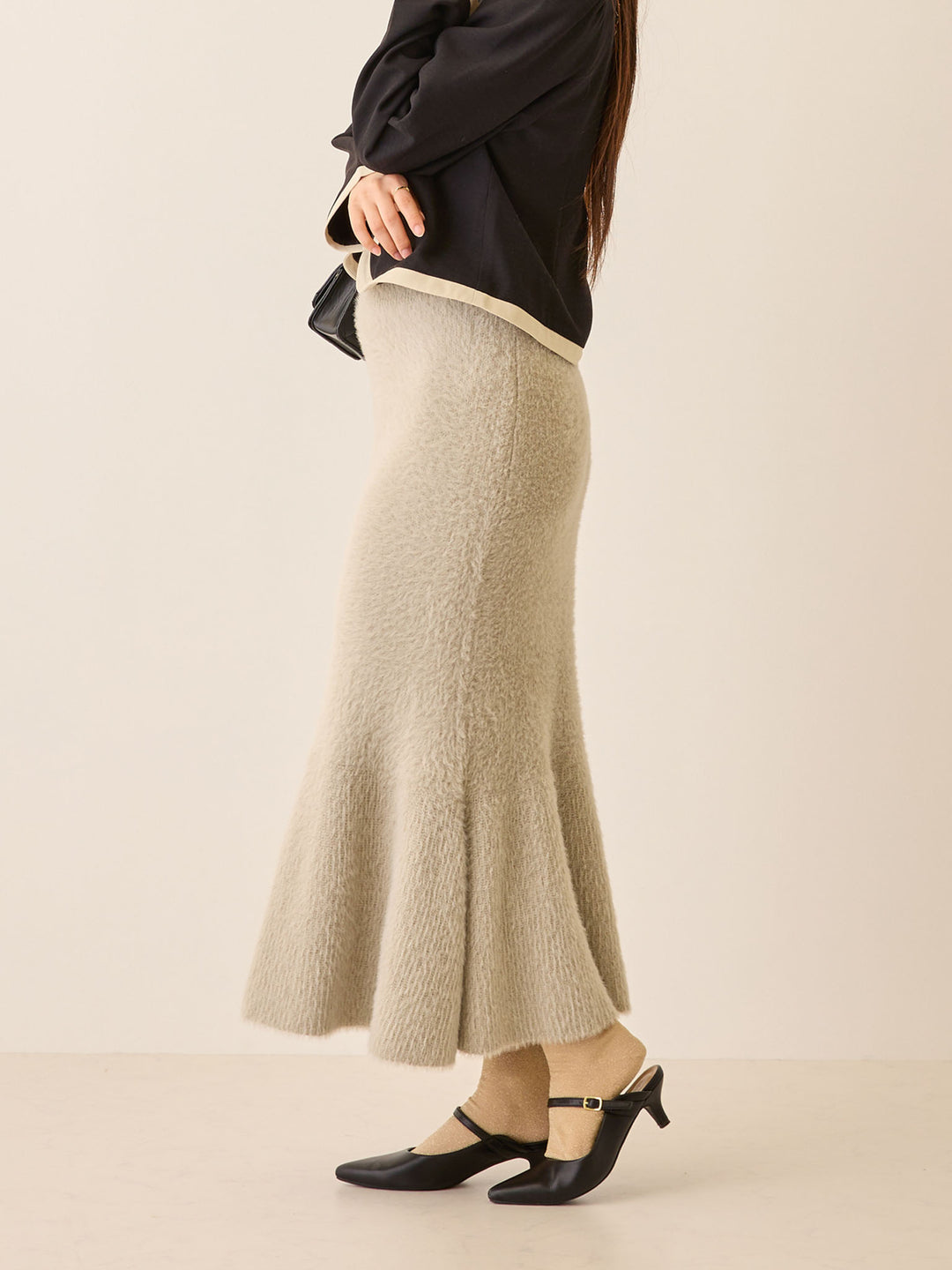シャギーニットマーメイドスカート Light gray